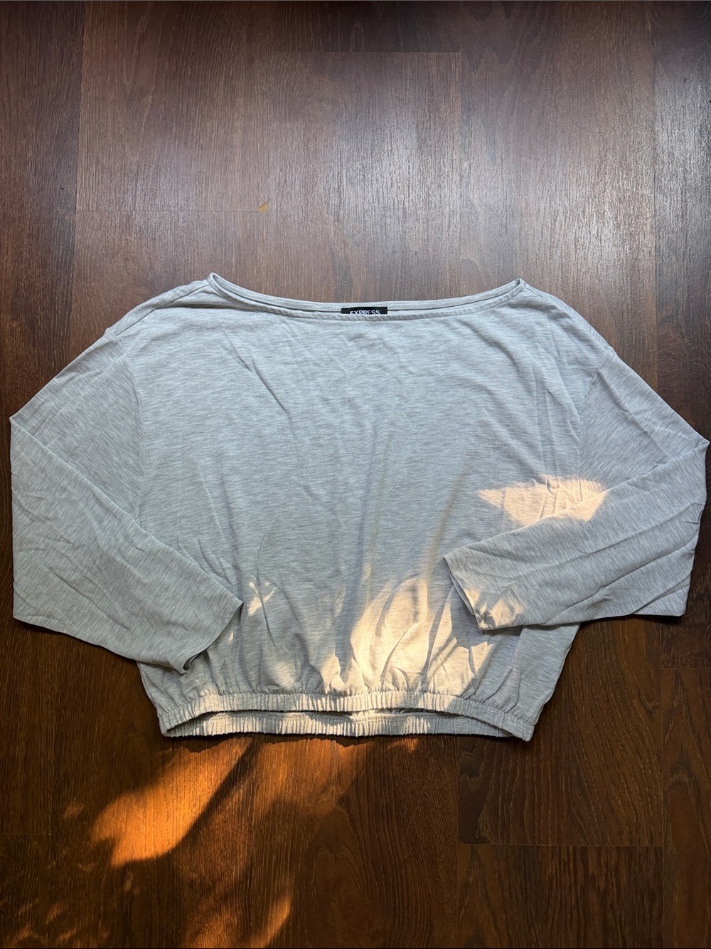 Express Light Gray Boatneck Cropped Pullover